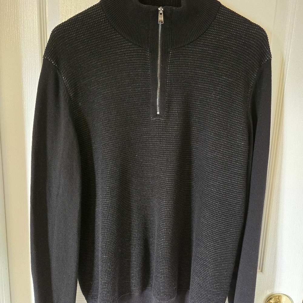 BOSS zip neck sweater with mixed structures. XL black ⚫️